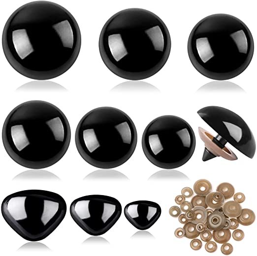 80Pcs Large Safety Eyes and Noses Kit Black Plastic Craft Dolls Eyes