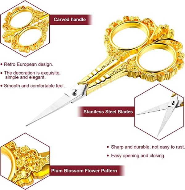 Vintage European Style Scissors (Stainless Steel) Flower Pattern - Image 2