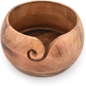 Wooden Yarn Bowl (7" x 7" x 4'')